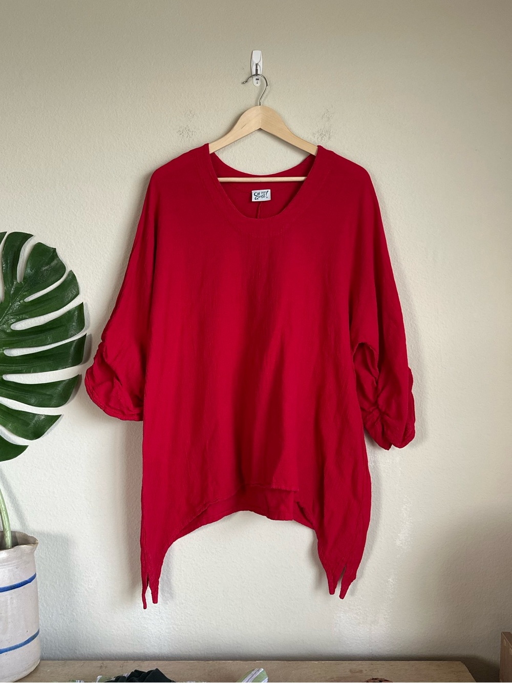 Oh My Gauze Red Cotton Arty Top
